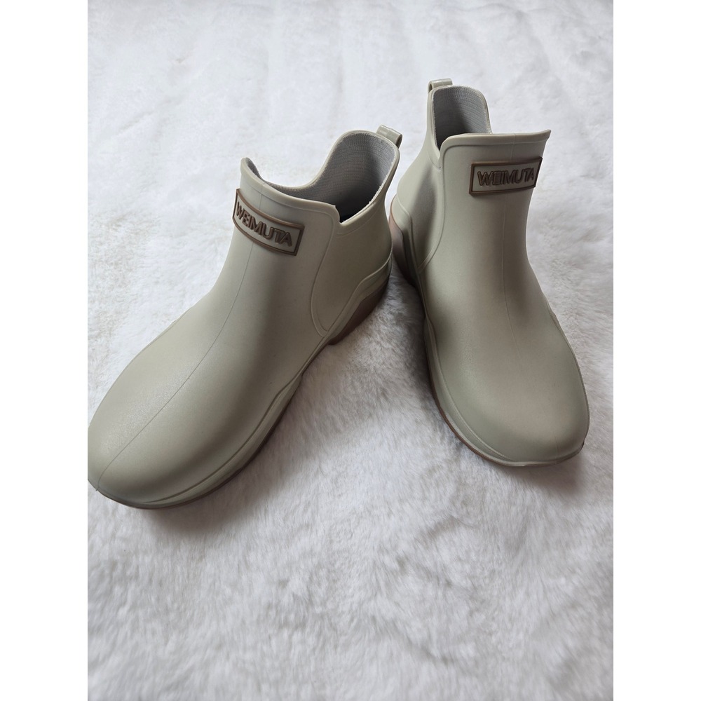 WEIMUTA Ankle Rain Boots Sage Green Waterproof Rubber Lug Sole EU 38 Womens
